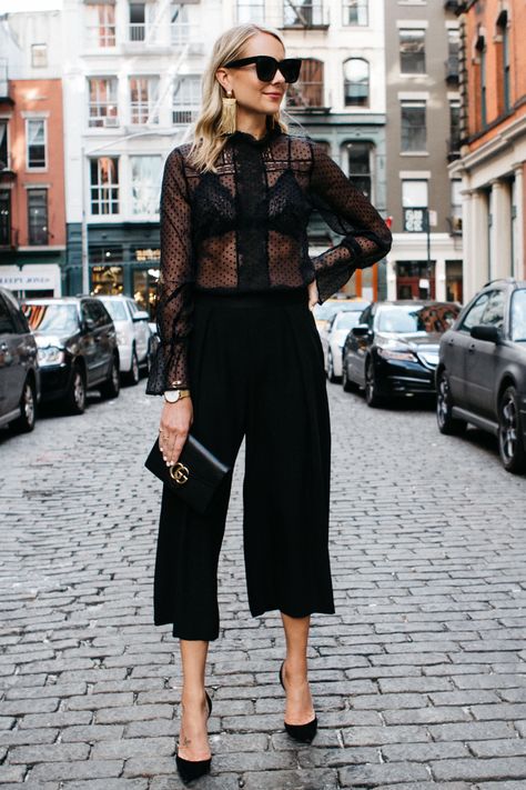 Sheer Black Blouse Outfit, Black Sheer Blouse Outfit, Lace Black Top Outfit, Wholesome Outfits, Black Lace Blouse Outfit, Sheer Black Top Outfit, Black Sheer Top Outfit, Cannes Outfits, Sheer Blouse Outfit