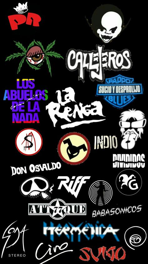 Creado por mi, fondo de pantalla de logos de bandas del rock Arrgentino.                                                 Disfrutenlo <3 Rock Nacional Argentino Aesthetic, Stickers Rock Nacional, Frases Rock, Rock Logo, Rock Argentino, Rock Nacional, Soda Stereo, Funny Photoshop, World Map Wallpaper