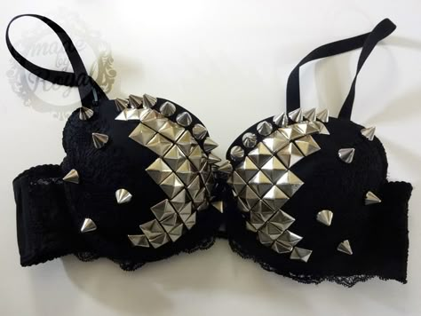 Studded and spiked bra for Desiree - $60.00 Studded Bra, The Fame Monster, Lovely Things, Lady Gaga, Festival Bra, Fitness Inspo, Custom Clothes, Different Styles, Fashion Backpack