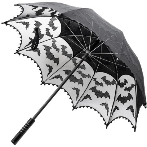 New With Tags Shade Umbella/Parasol. Add A Touch Of Spooky Sophistication To Your Gothic Ensemble With This Bat Lace Parasol. This Eerie Elegant Essential Features Intricate Embroidered Bats Gliding Over A Luxurious Black Lace, Perfect For Any Vampire Babe's Wardrobe. The Comfortable Wooden Handle And Fastener Button Strap Make It Easy To Carry And Keep Securely Closed. Parasol Measures Approx. 26" (66cm) Tall And 28" (71cm) Wide When Opened. 50 Spiderweb Lace, Gothic Glamour, Lace Parasol, Vintage Umbrella, Web Detail, Flower Shower, Mirrored Wallpaper, Umbrellas Parasols, Rainbow Roses