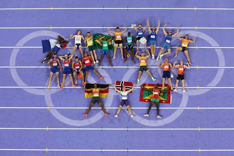 PARIS, FRANCE - AUGUST 03: Athletes of decathlon pose for a photo for an aerial shot on day eight of the Olympic Games Paris 2024 at Stade de France on August 03, 2024 in Paris, France. (Photo by Richard Heathcote/Getty Images) Pose For A Photo, The Olympic Games, Paris Summer, Sports Photos, Summer Olympics, Track And Field, Olympic Games, Lebron James, Decathlon