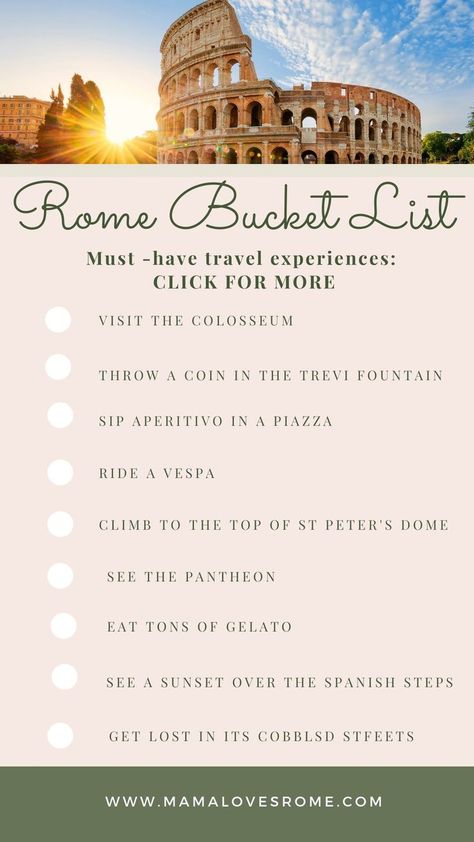 Rome Bucket List Challenge, Must See In Rome Italy, Rome Checklist, Things To Do In Rome Italy, Must See Rome, Italy Must See, Must See In Rome, Rome Museums, Places To Visit In Rome