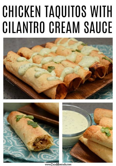 Taquitos Sauce Recipe, Taquitos Sauce, Sauce For Taquitos, Taquito Sauce Recipe, Taquito Sauce, Chicken Taquitos Baked, Taquitos Baked, Cilantro Cream Sauce, Cream Sauce Recipe