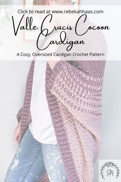 Create a cozy autumn cocoon cardi using bulky weight yarn. This pattern is available in sizes 2t - adult 3xl. Click to learn more! Dk Weight Crochet Cardigan Patterns, Crochet Cropped Cardigan Pattern Free, Modern Haken, Crochet Cardigan Free, Crochet Cocoon, Crochet Cardigan Pattern Free, Velvet Cardigan, Crochet Cardigan Sweater, Diy Kostüm