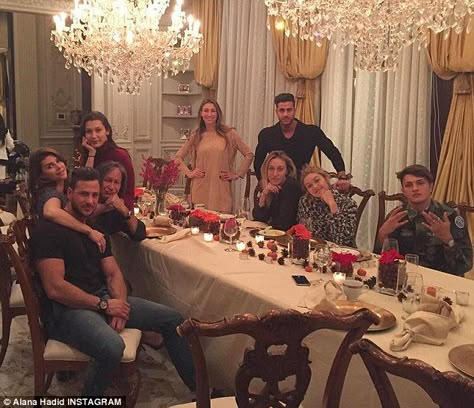 Opulent: Gigi's older sister Alana shared a photo of the family gathered around the dinner table Alana Hadid, Happy Thankgiving, Anwar Hadid, Gigi Hadid Looks, Magical Life, Rich Family, Life Board, Family Matters, Love My Family