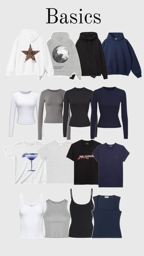 Basic Clothes Essentials, Clothing Basics, Closet Basics, Basic Wardrobe Essentials, Basic Essentials, Wardrobe Basics, Clothing Essentials, Basic Outfits, Basic Tops