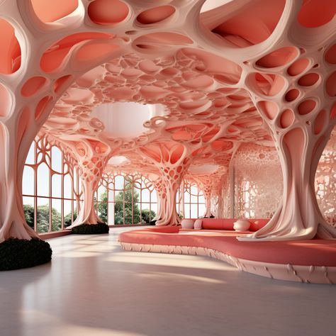 Coral Concept Architecture, Coral Reef Interior Design, Corals Architecture, Coral Concept Art, Coral Inspired Architecture, Future Nouveau, Coral Interior Design, Biophilic Furniture, Coral Architecture