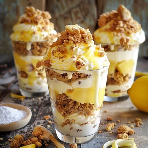 Délice de Verrine Citron-Mascarpone avec Crumble Dessert Mascarpone, Dessert Leger, Mousse Mascarpone, Mascarpone Dessert, Fluff Desserts, Creme Dessert, Dessert Aux Fruits, Read More, Dessert