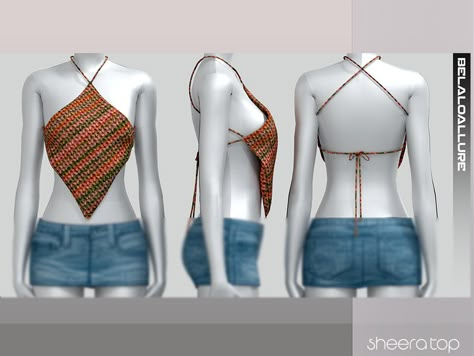 The Sims Resource - Belaloallure_Sheera knit top (patreon) Sims 4 Cc Halter Tops, Sims 4 Clothes Shirt, Sims 4 Backless Top, Crop Tops Cc Sims 4, Sims 4 Strapless Top, Sims 4 Cc Tsr Tops, Sims 4 Cc Cool Clothes, Sims Cc Crop Top, Sims 4 Cc Clothes Outfits