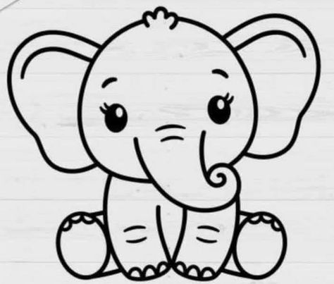 Elephant Drawing Cute, Easy Elephant Drawing, Svg Animals, Baby Elefant, Elephant Drawing, Drawing Easy, Cute Elephant, Art Drawings For Kids, Cricut Creations