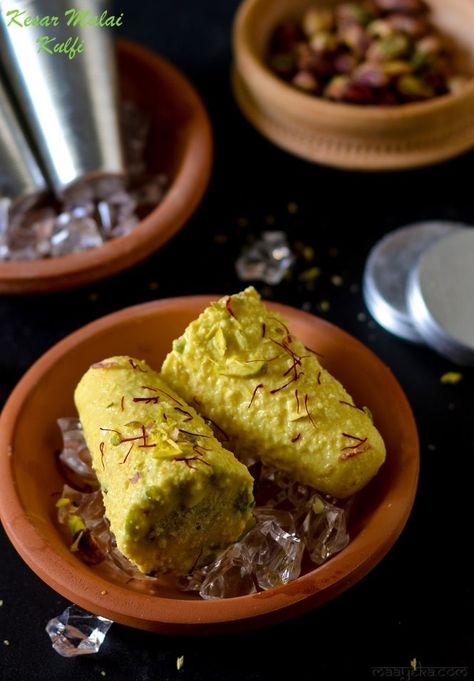 Malai Kulfi Recipe | How To Make Kesar Pista Malai Kulfi » Maayeka Malai Kulfi Recipe, Malai Kulfi, Kulfi Recipe, Indian Cookbook, Fried Fish Recipes, Indian Dessert Recipes, India Food, Indian Street Food, Indian Desserts