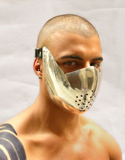 Manuel Albarran Metal Face Mask Metal Mask Design, Metal Face Mask, Metal Couture, Fashion Masks, Cool Masks, Fashion Mask, Masks Art, Futuristic Fashion, Don't Speak