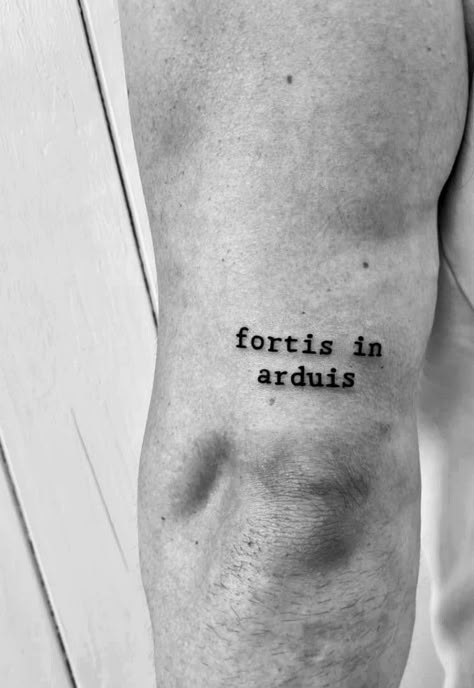 Text Tattoo Arm Men, Quote On Ribs Tattoo Men, Tattoo Ideas For Men Writing, Men Font Tattoo, Arm Word Tattoo Men, Word Tattoos On Arm For Men, Text Tattoo Ideas For Men, Mindset Tattoo Ideas Men, Short Script Tattoos