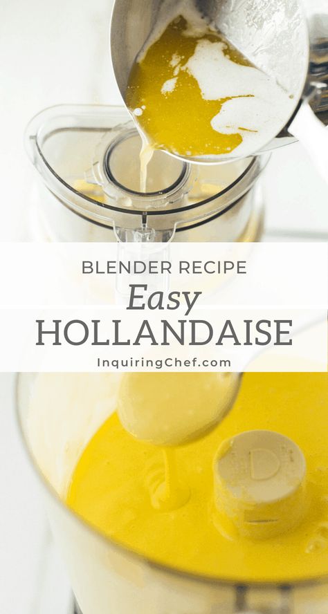 Hollandaise Sauce Substitute, Immersion Blender Sauces, Blender Hollandaise Sauce, Hollandaise Sauce Blender, Immersion Blender Hollandaise Sauce, Ninja Food Processor, Vegan Hollandaise Sauce, Blender Hollandaise, Easy Hollandaise