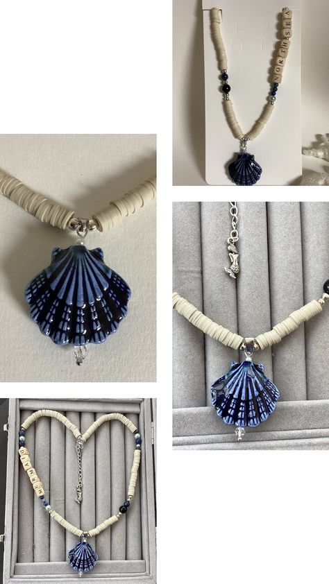 Sea Necklace, Mermaid Jewelry, Scallop Shell, Ocean Jewelry, Gemstone Beaded Necklace, North Sea, Shell Necklace, Affordable Gifts, Shell Pendant