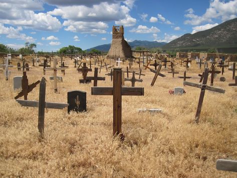 Picture of Old Cemetery at Taos, New Mexico | This is a pict… | Flickr American Desert, Old Cemetery, Taos Pueblo, Southwest Usa, Taos New Mexico, New Mexico Usa, Old Cemeteries, Mexico Art, New Mexican