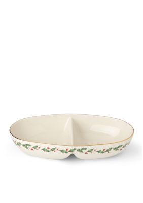 Lenox Holiday Divided Oval Bowl - Ivory - One Size Holiday China, Lenox Holiday, Oval Bowl, Serveware Entertaining, China Dishes, Holiday Patterns, Oval Platter, High Fashion Home, Holiday Entertaining