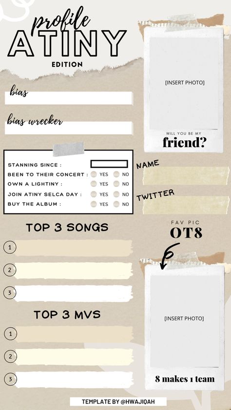 Who I Collect Template Kpop, Kpop Password Ideas, Kpop Templates Instagram, Kpop Introduction Template, Ateez Journal Ideas, Kpop Challenge Template, Stay Profile Template, K Pop Template, Kpop Profile Template