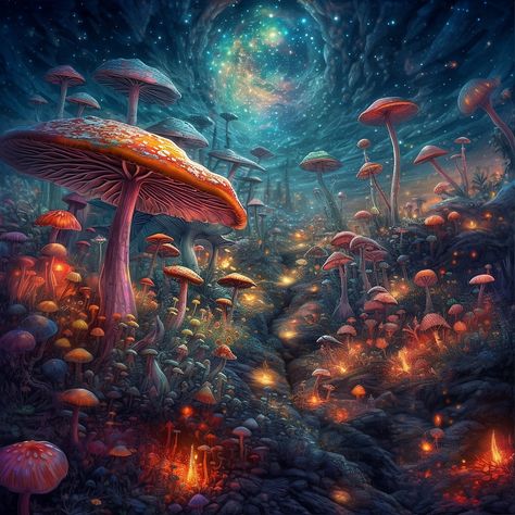 Mushroom Trip, Living Carpet, Giant Jellyfish, Surreal Landscape, Vision Quest, Woman Walking, Sky Artwork, New Media Art, Alien Planet