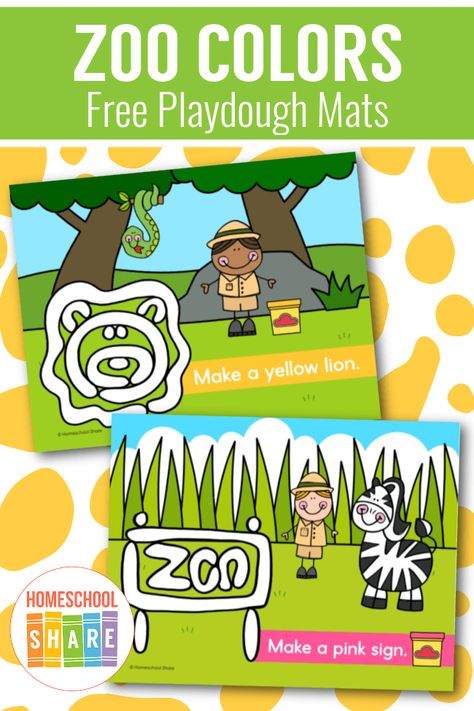 Zoo Playdoh Mats, Zoo Animal Playdough Mats, Zoo Playdough Mats, Free Zoo Animal Printables, Zoo Playdough, Animal Playdough Mats, Preschool Animal Habitats, Zoo Printables, Summer Camp Ideas For Kids