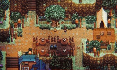 Stardew Valley Linus Decoration, Stardew Valley Decorating The Town, Linus Stardew Valley, Stardew Valley Town Decoration, Leo Stardew Valley, Stardew Valley Town Decor, Stardew Decor, Stardew Valley Decoration Ideas, Stardew Design