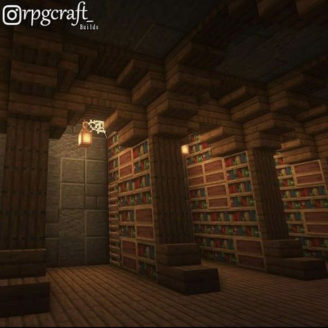 Minecraft Interior Wall Design Ideas, Minecraft Castle Library, Minecraft Underground Staircase, Minecraft Library Enchanting Room, Minecraft Armory Room Design, Library Room Minecraft, Furnace Room Minecraft, Minecraft Music Room, Temples Minecraft