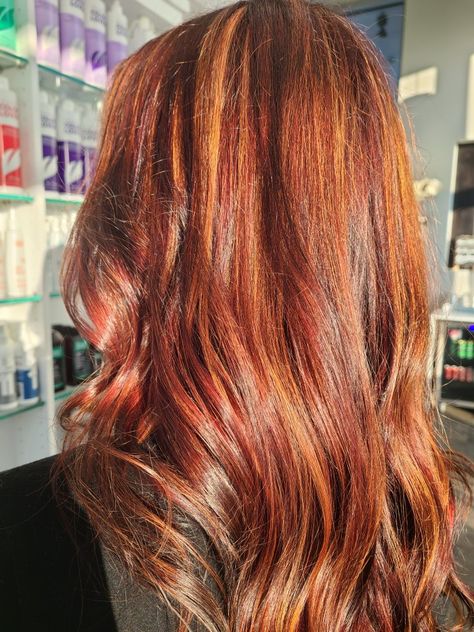 Fall hair inspo - maroon hair - copper highlights - cosmo.by.lyd on instagram - Pittsburgh Hairstylist #fallhair #fallhairinspo #colorcorrection #copperhighlights #maroonhaircolor #honeyblondehighlights Fall Hair Inspo, Maroon Hair, Copper Highlights, Honey Blonde Highlights, Copper Hair, Color Correction, Fall Hair, Hair Inspo, Pittsburgh