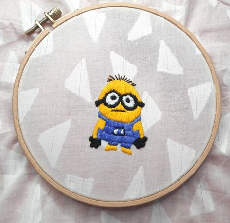 Minions Cartoon Hand Embroidery Design Step by Step for Beginner। Minions। Minion Rise of Gru Minion Embroidery, Cartoon Embroidery Design, Book Embroidery, Rise Of Gru, Clothes Embroidery, Clothes Embroidery Diy, Embroidery Hoop Wall Art, Diy Disney, Embroidery Diy