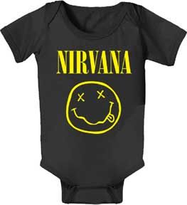 Nirvana Smile Black One Piece Fox Racing Baby, 90s Grunge Music, Name Ideas Boy, Nirvana Smile, Rock Baby Clothes, Smiley Baby, Rock Clothes, Baby Rock, Punk Baby