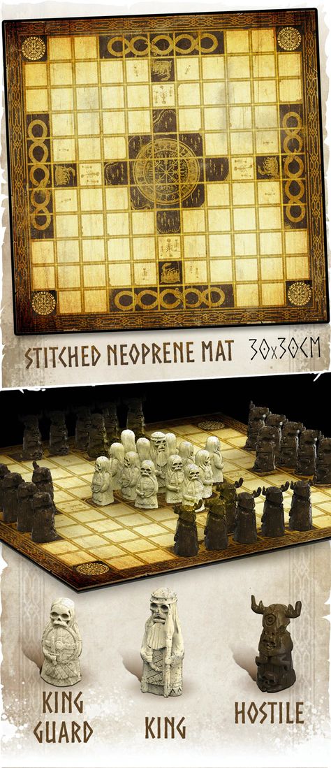 Hnefatafl Board Diy, Viking Games, Vikings Aesthetic, Lewis Chessmen, Viking Chess, Medieval Chess, Viking Aesthetic, Chess Moves, Board Games Diy