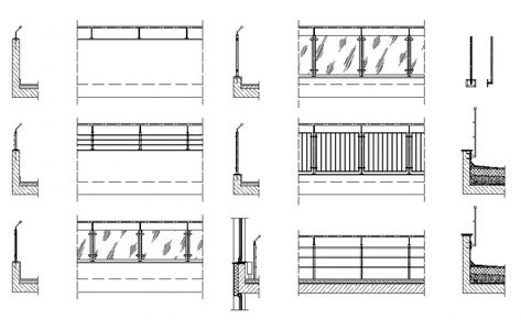 Balcony railing sectional detail dwg file, Balcony Construction Detail, Balcony Handrail Design, Railing Detail Drawing, Balcony Railing Design Modern Steel, Handrail For Balcony, Mezzanine Railing, Balcony Section, Railing Design Balcony, Facade Pattern Architecture