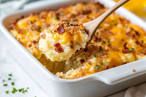 Cheesy Loaded Mashed Potato Casserole Mashed Potatoes Cream Cheese, Potatoes Cream Cheese, Easy Loaded Mashed Potatoes, Loaded Potato Casserole, Loaded Mashed Potato Casserole, Rice Stuffing, Mashed Potato Casserole, Parmesan Cheese Potatoes, Mushroom Casserole