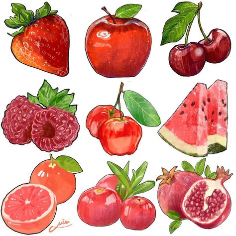 Futurisme Retro, Fruits Drawing, Food Illustration Art, Watercolor Food, Watercolor Paintings For Beginners, Watercolor Fruit, Fruit Illustration, Fruit Painting, Fruit Art