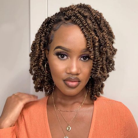 Small Bob Box Braids, Spring Twist Crochet Hairstyles, Braided Twist Hairstyles, Spring Twist Bob, Spring Twists Hairstyles, Short Crochet Twist, Spring Twists Crochet, 2 Strand Twist Styles Natural, Bob Spring Twist