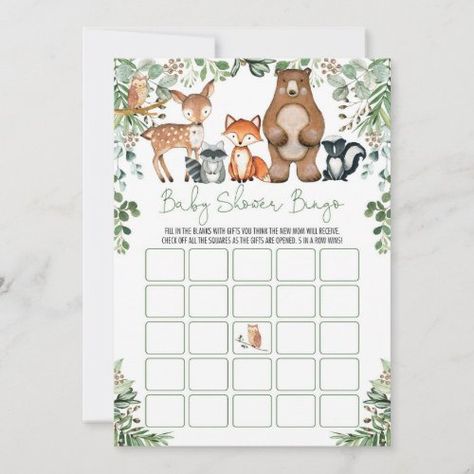 Woodland Forest Animals Bingo Baby Shower Game for $2.98 - Baby Shower Invitations Gender Reveal Games Activities, Bingo Baby Shower Game, Woodland Forest Animals, Rustic Baby Shower Invitations, Gender Neutral Baby Shower Invitations, Woodland Baby Shower Invitations, Baby Shower Bingo, Rustic Baby Shower, Woodland Forest