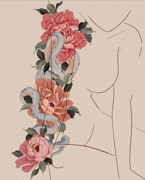 Snake And Flowers Tattoo, Cupcake Tattoos, Medieval Drawings, Flower Tattoo Back, Tattoos For Black Skin, Different Tattoos, Tattoo Illustration, Tattoo Art Drawings, Tattoo Flash Art