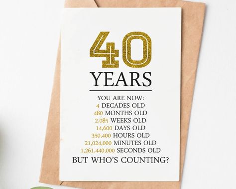 Happy 40th Birthday Card 40th Birthday Gifts for Women Men - Etsy Canada 100th Birthday Card, Father Birthday Cards, Happy 100th Birthday, 90th Birthday Cards, 80th Birthday Cards, 40th Birthday Gifts For Women, Happy 90th Birthday, Happy 80th Birthday, 70th Birthday Card