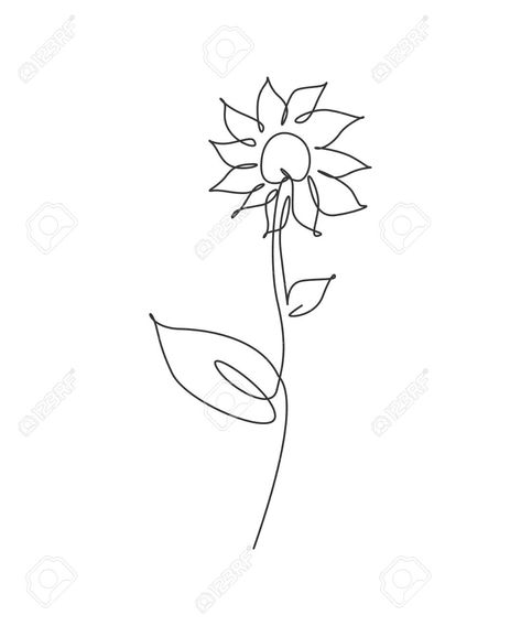 Sunflower Tattoo Minimalist, Minimalist Sunflower Tattoo, Minimalist Beauty, Minimalist Tattoos, Continuous Line Drawing, Sunflower Tattoo, Single Line, Continuous Line, Dope Tattoos