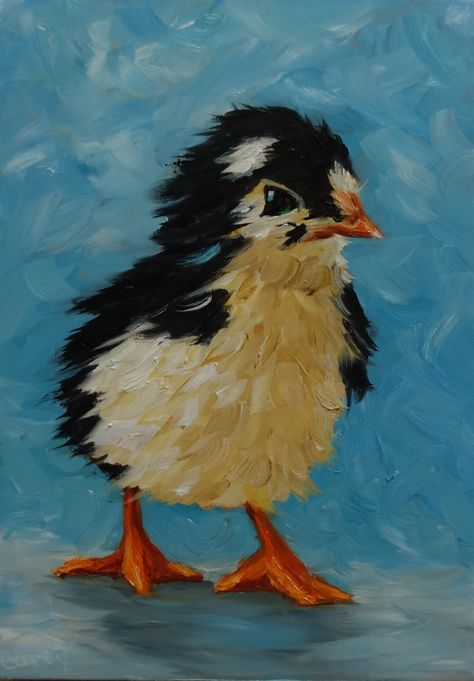 Chick Painting, Baby Animal Painting, Animals Painting, Chicken Painting, Wood Slice Art, Baby Chick, Canvas Painting Diy, Baby Chicks, Sketch Painting