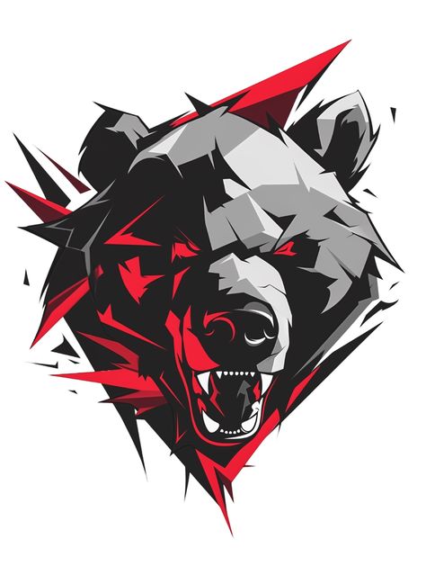 A bear head in shade of red and gray looking very cool and powerful abstract vector art style T-Shirt Design for clothing business and personal use Vector Art Design Graphics, Bear Logo Design Graphics, Abstract T Shirt Design, T Shirt Art Design, T Shirt Design Ideas Creative, Abstract Vector Art, Bear Logo Design, Design For Clothing, California Logo