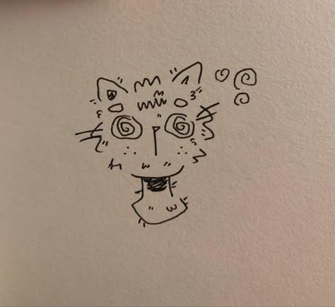 Confused Doodle, Confused Drawing, Derpy Cat Doodle, Weird Cat Drawing, Confused Cat Drawing, Funny Cat Sketches To Draw, Confused Cat Doodle, How To Draw Cat Meme, Cat Doodle