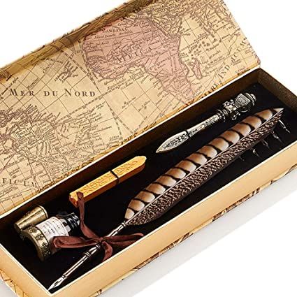 Writing Quill, Feather Pens, Copper Pen, Calligraphy Pen Set, Best Fountain Pen, Bronze Anniversary, Steampunk Bracelet, Owl Feather, Bracelet Organizer