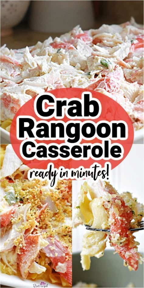 This easy crab rangoon casserole from Pint-sized Treasures is incredibly cheesy and packed with crab and all the flavors that crab rangoon fans love! This simple baked casserole recipe is perfect for feeding your family and friends. Give this delicious crab rangoon casserole a try today that your whole family will love! Try it out right now that will only take a few minutes! Crab Rangoon Casserole, Easy Crab Rangoon, Sea Food Salad Recipes, Crab Dishes, Crab Rangoon, Baked Casserole, Crab Recipes, Seafood Dinner, Easy Casserole Recipes