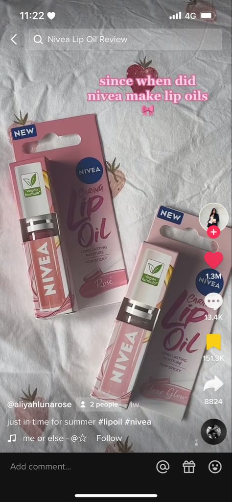 Nivea Lip Oil, Glow Lip Oil, Bday Gifts, Lip Balm Set, Lip Glow, Whisper Quotes, Lip Oil, Pretty Makeup, Skin Makeup