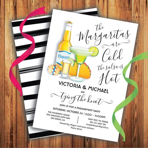 Fiesta Theme Engagement Party Decor, Nacho Average Engagement Party, Engagement Party Ideas Taco Theme, Mexican Theme Engagement Party, Mexican Engagement Party, Modern Mexican Fiesta, Couples Wedding Shower Ideas, Mexican Fiesta Invitations, Beer Watercolor