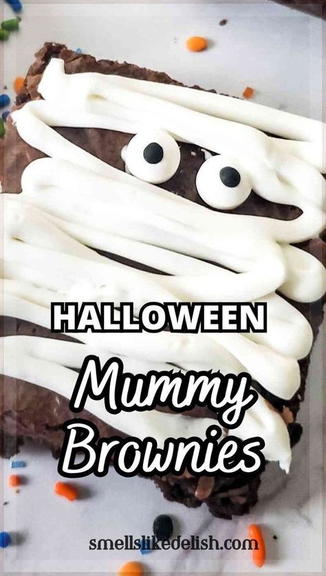 Mummy Brownies are a delicious and spooktacular way to celebrate  Halloween, and they are sure to be a hit with everyone who tries them.  You're kids will enjoy helping make these fudgy brownies too! Halloween Brownies Spooky, Spooky Brownies, Best Brownie Mix, Mummy Brownies, Decorated Brownies, Halloween Sweet Treats, Halloween Brownies, Candy Eyes, Kid Approved Meals