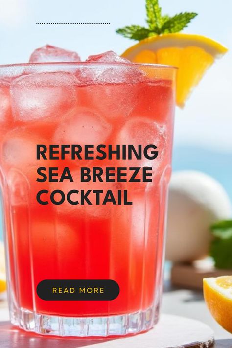 Quench your thirst with this super easy Sea Breeze Cocktail! Made with vodka, cranberry juice, and grapefruit juice, this classic highball is perfect for warm days. Its pink color and tart flavor make it a fun and refreshing choice for gathering with friends or relaxing after a long day. Discover the history of this delightful drink dating back to the 1940s, and bring a taste of nostalgia to your next cocktail night. Grab your shaker and let's mix up some good memories! Grapefruit Vodka Drinks, Grapefruit Juice Cocktail, Sea Breeze Cocktail, Vodka Cranberry, Vodka Cocktails Easy, Grapefruit Vodka, Iced Tea Cocktails, Easy Alcoholic Drinks, Collins Cocktail