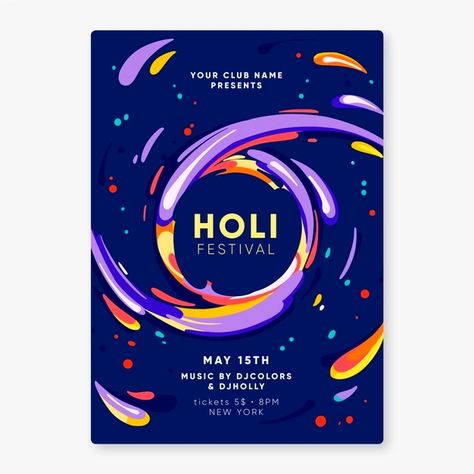 Festival Card Design, Holi Flyer, Hand Template, Ripped Tee, Y2k Mens, Flyer Free, Festival Flyer, Flyer Design Inspiration, Creative Poster