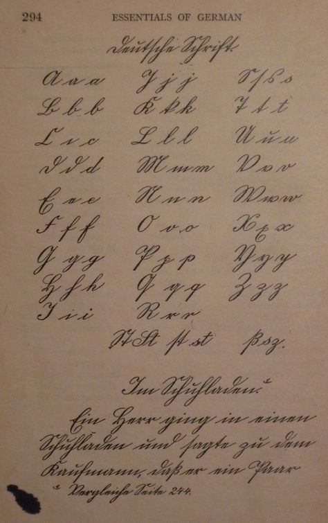 Kurrent script from a 1903-1914 primer on German, the 26 letters, ligatures, start of sample text, from someone with impeccable and amazing handwriting. Script Handwriting Alphabet, Old Handwriting Alphabet, German Cursive Handwriting, Old Cursive Handwriting Alphabet, German Handwriting Aesthetic, Founding Father Handwriting Alphabet, Elegant Handwriting Alphabet, Edwardian Handwriting, Vintage Script Lettering