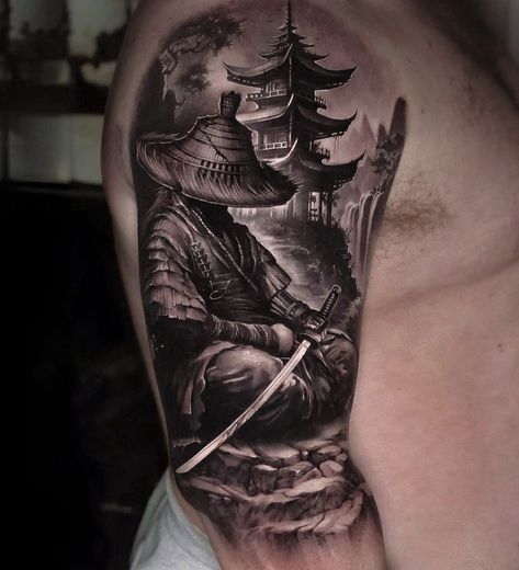 Asian Tattoo Sleeve, Chest And Back Tattoo, Japanese Warrior Tattoo, Samurai Tattoo Sleeve, Arm Tattoos For Guys Forearm, Warrior Tattoo Sleeve, Samurai Warrior Tattoo, Japanese Tattoos For Men, Samurai Tattoo Design